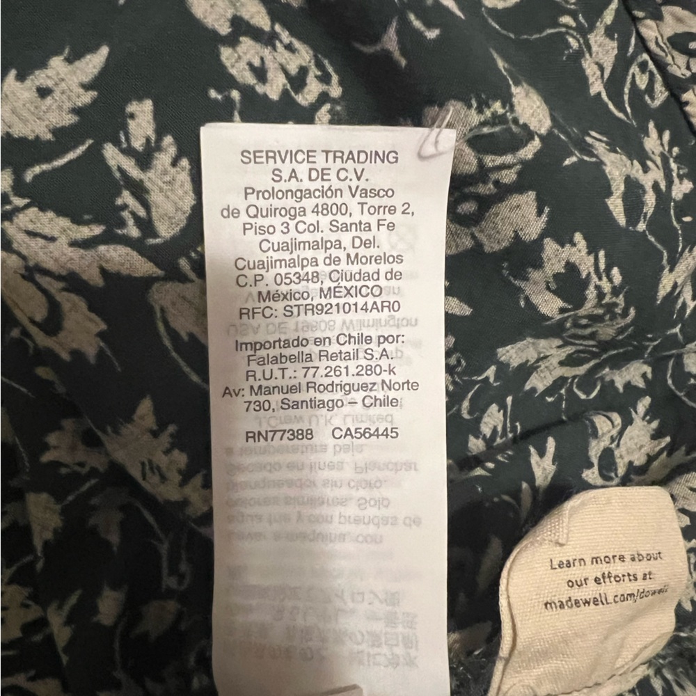 Madewell V Neck Button Front Mini Dress in Green Forest Leaves Size XS - Picture 7 of 7